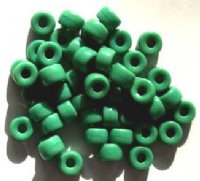 50 6x9mm Opaque Green Glass Crow Beads